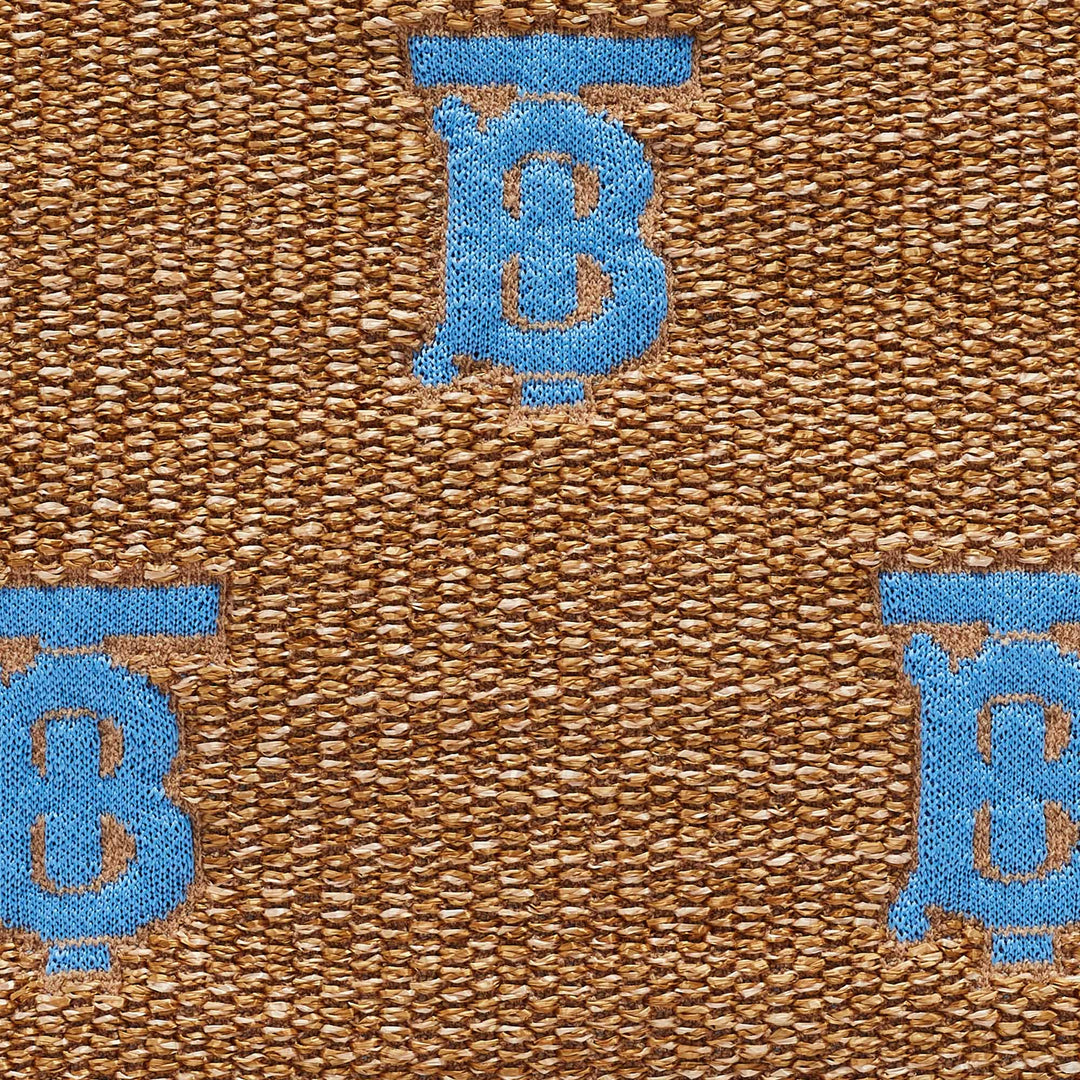 BURBERRY Beige/Blue Straw and Leather Duncan Clutch