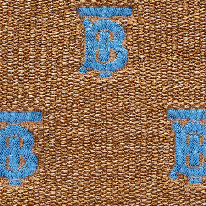 BURBERRY Beige/Blue Straw and Leather Duncan Clutch