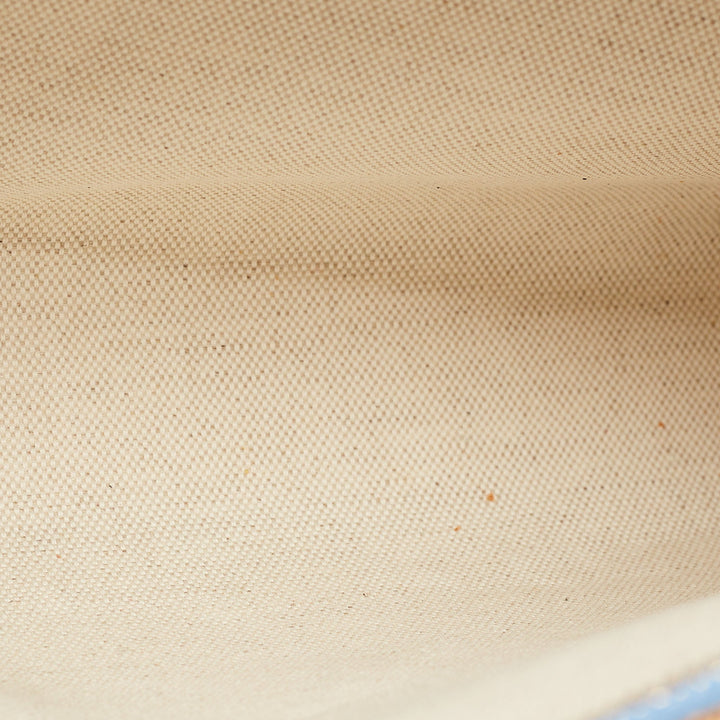 BURBERRY Beige/Blue Straw and Leather Duncan Clutch