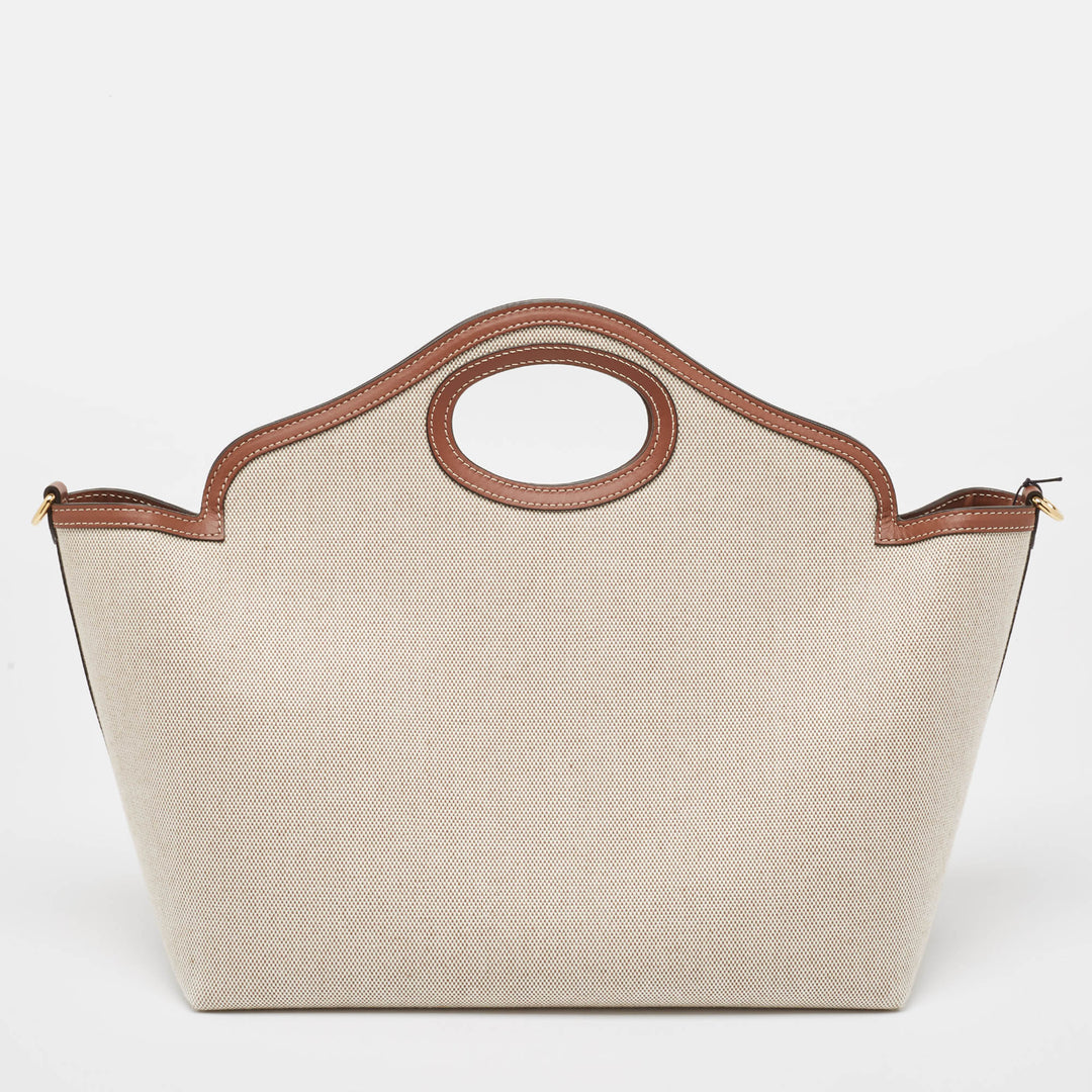 Burberry Beige/Brown Canvas and Leather Small Soft Pocket Tote