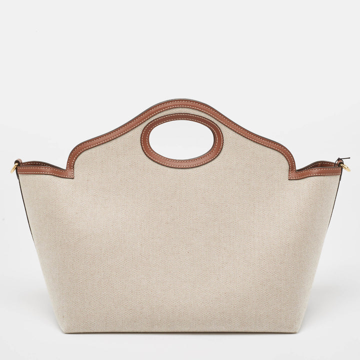 Burberry Beige/Brown Canvas and Leather Small Soft Pocket Tote