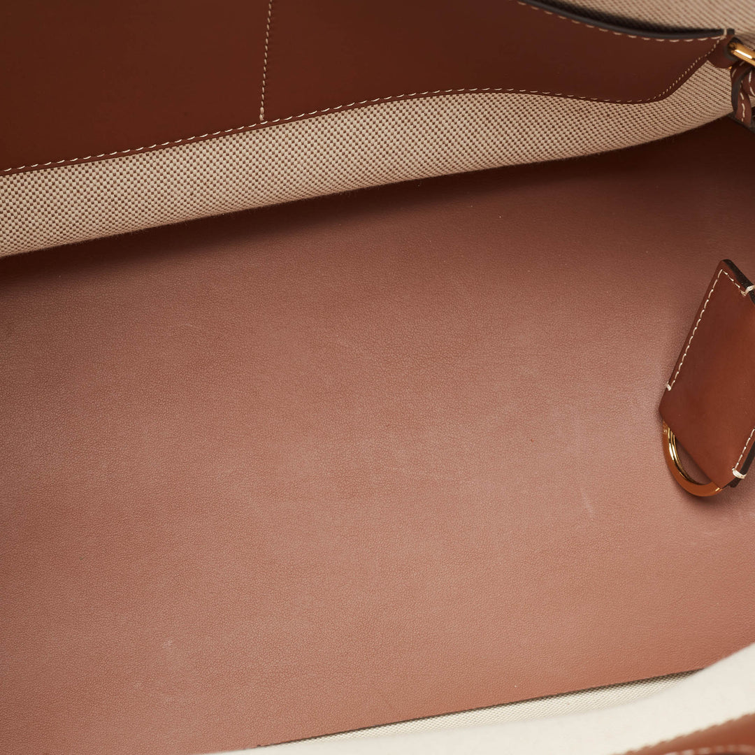 Burberry Beige/Brown Canvas and Leather Small Soft Pocket Tote
