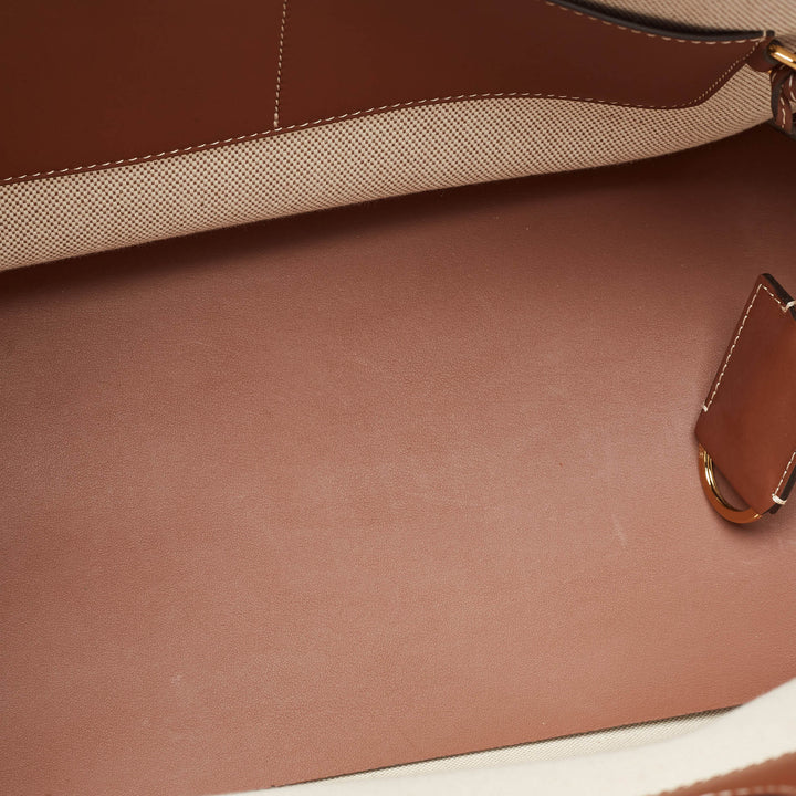 Burberry Beige/Brown Canvas and Leather Small Soft Pocket Tote
