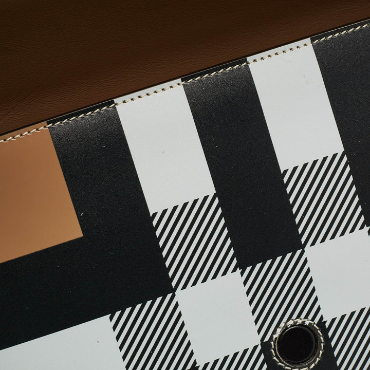Burberry Beige Check Patent and Leather Small Olympia Shoulder Bag