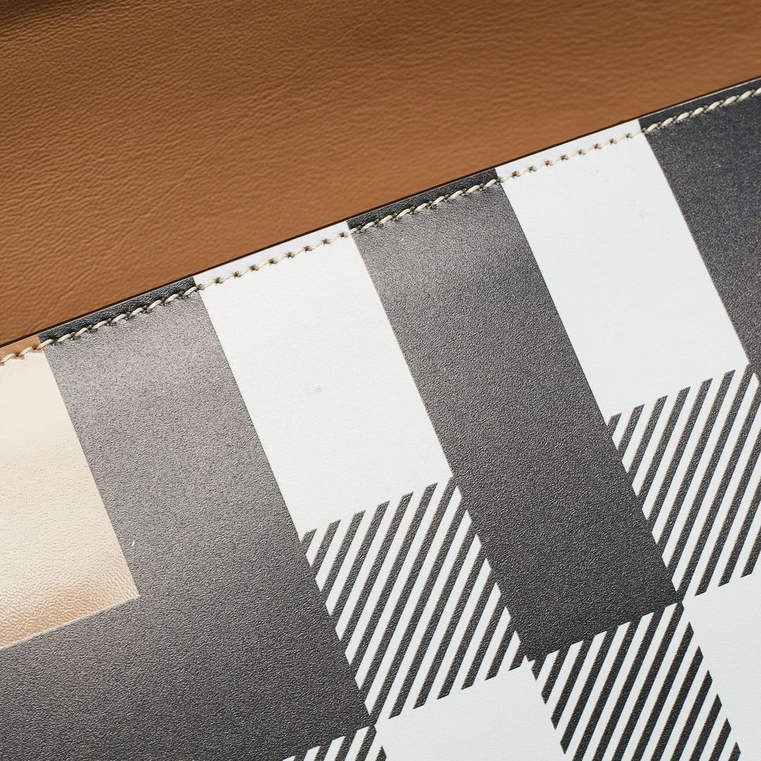 Burberry Beige Check Patent and Leather Small Olympia Shoulder Bag