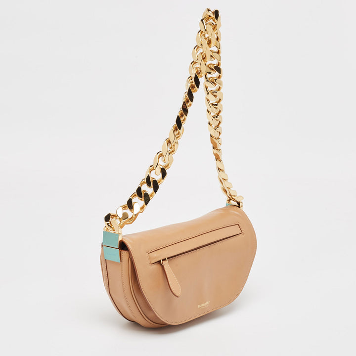 Burberry Beige Soft Leather Small Olympia Bag