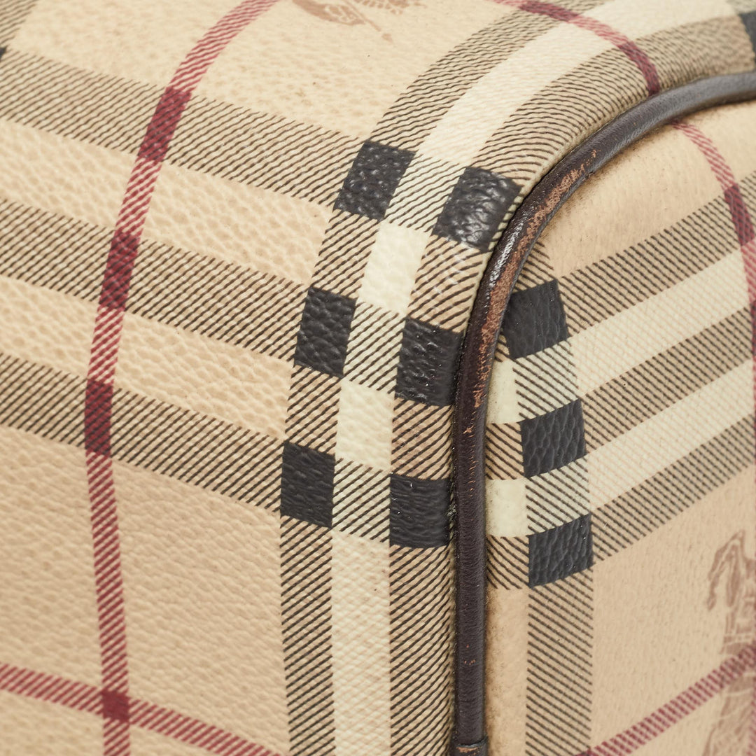 BURBERRY Beige Haymarket Coated Canvas Chester Bowler Bag