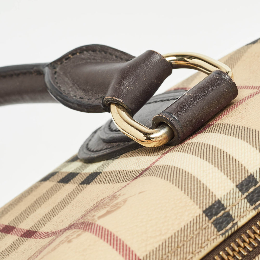 BURBERRY Beige Haymarket Coated Canvas Chester Bowler Bag