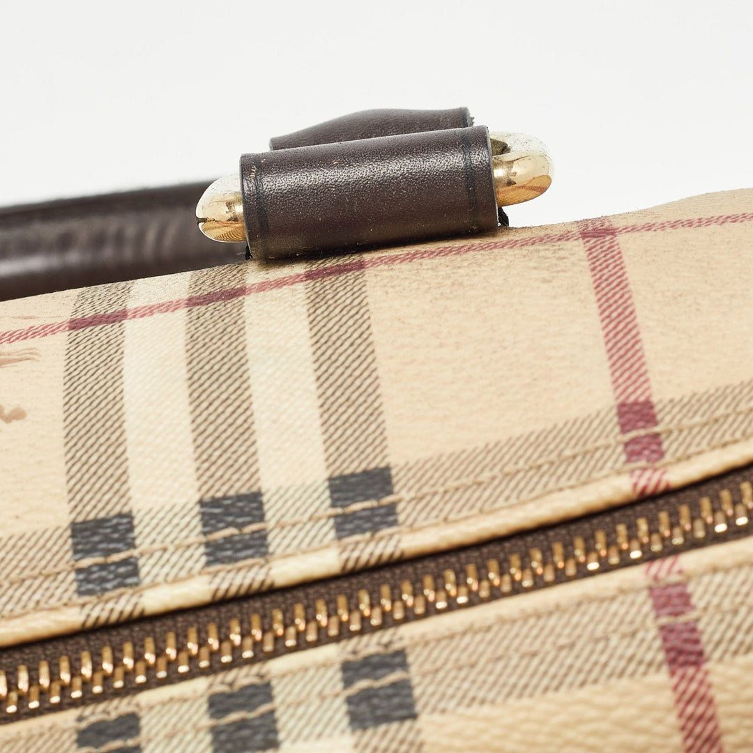 BURBERRY Beige Haymarket Coated Canvas Chester Bowler Bag
