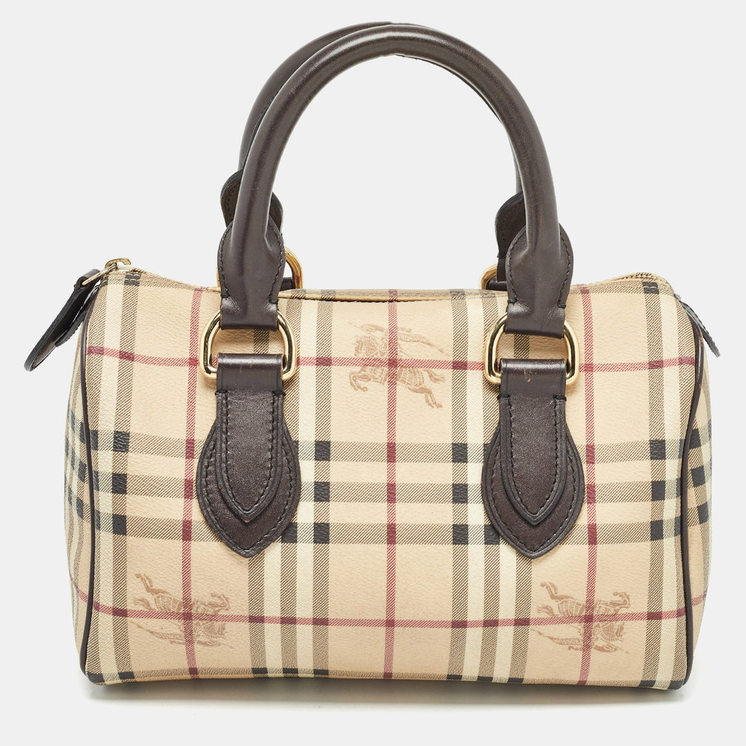 BURBERRY Beige Haymarket Coated Canvas Chester Bowler Bag