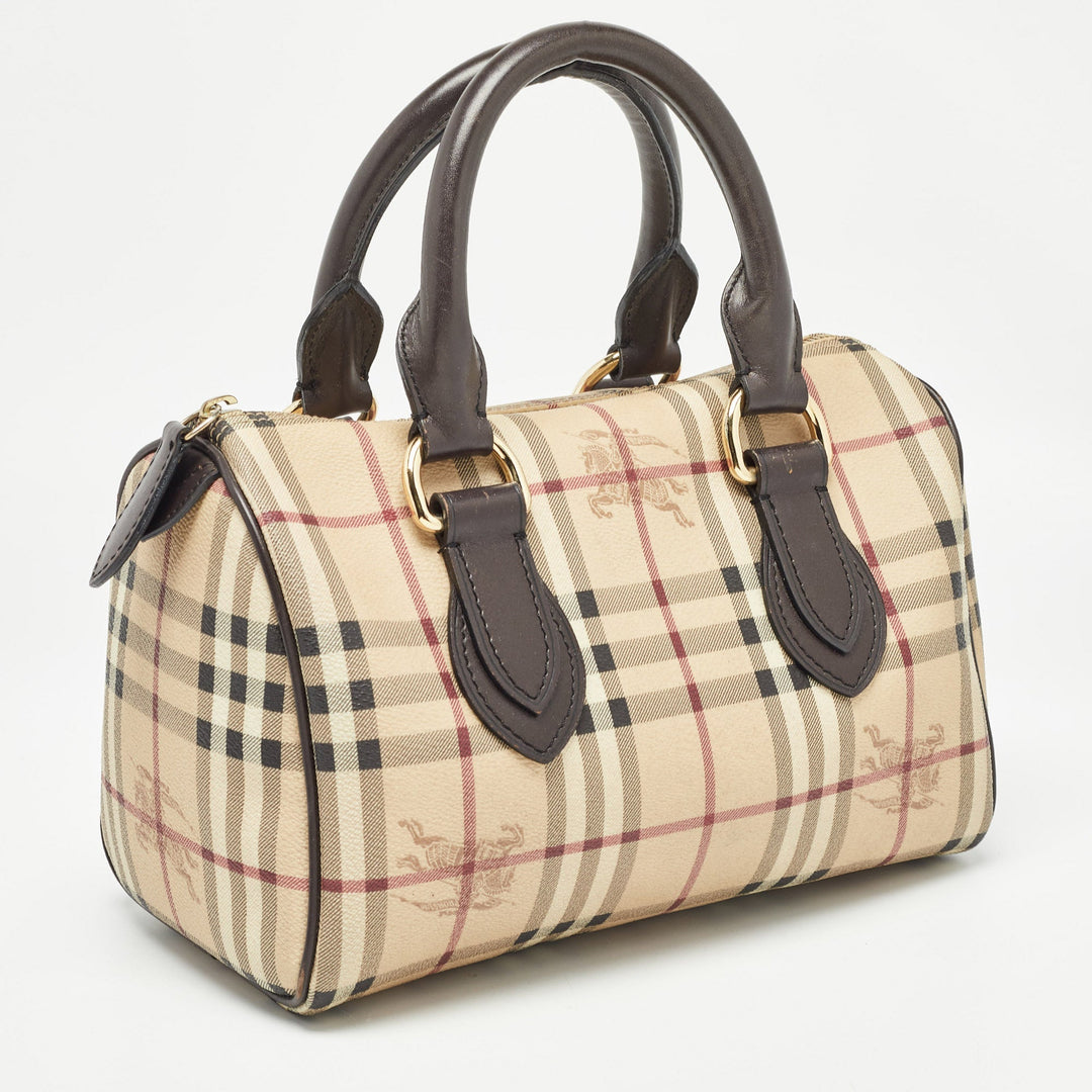 BURBERRY Beige Haymarket Coated Canvas Chester Bowler Bag