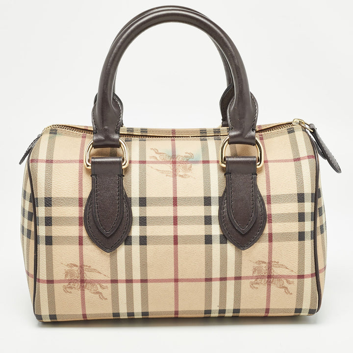 BURBERRY Beige Haymarket Coated Canvas Chester Bowler Bag