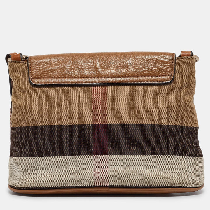 BURBERRY Beige/Brown Mega Canvas and Leather Gowan Crossbody Bag
