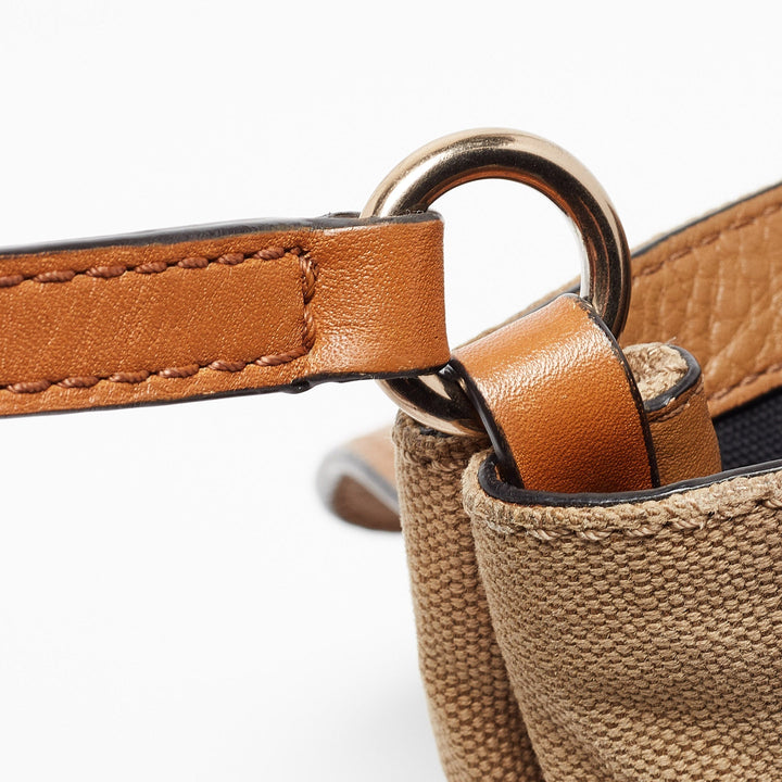 BURBERRY Beige/Brown Mega Canvas and Leather Gowan Crossbody Bag