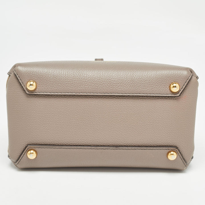 BURBERRY Beige House Check Fabric and Leather Mini Banner Tote
