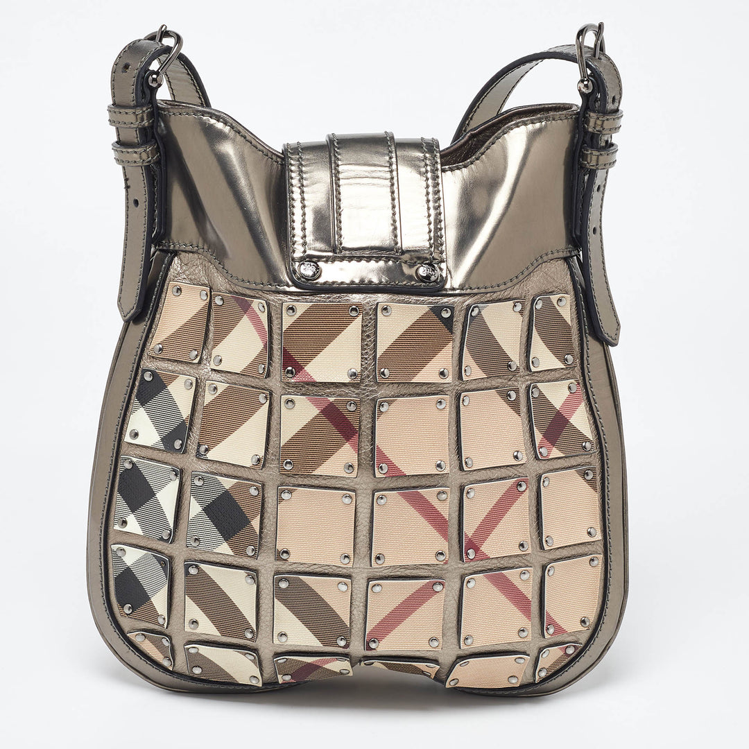 Burberry Beige/Metallic Nova Check PVC and Leather Crossbody Bag