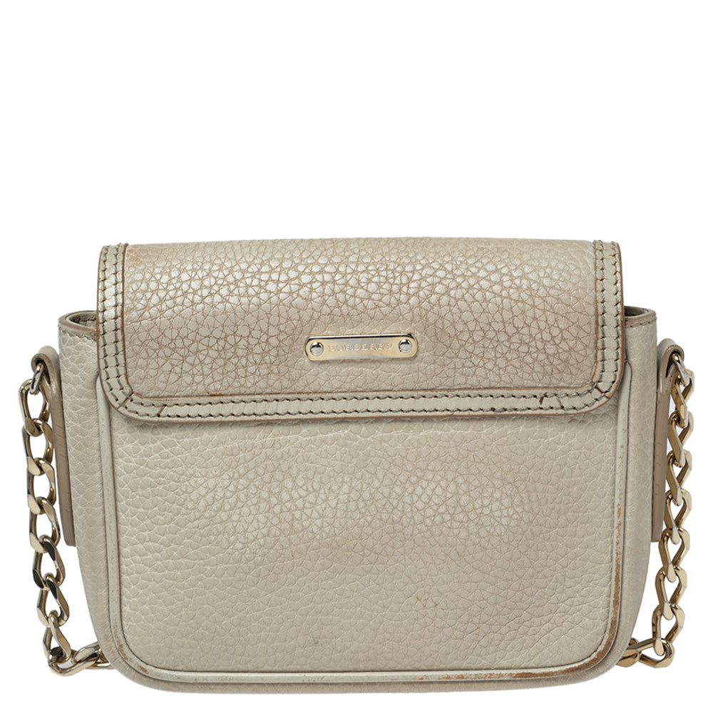 Burberry Beige Leather Tassel Crossbody Bag