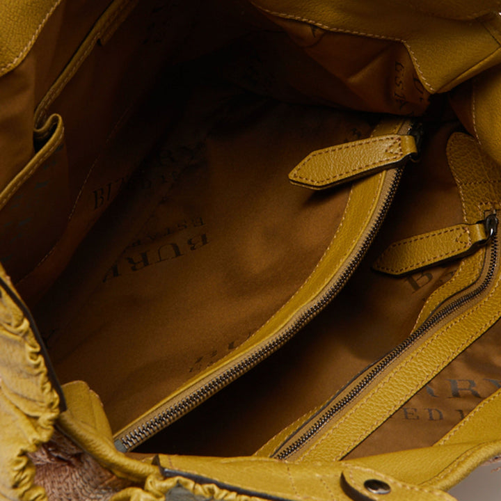 Burberry Beige/Green Raffia and Leather Covington Shopper Tote
