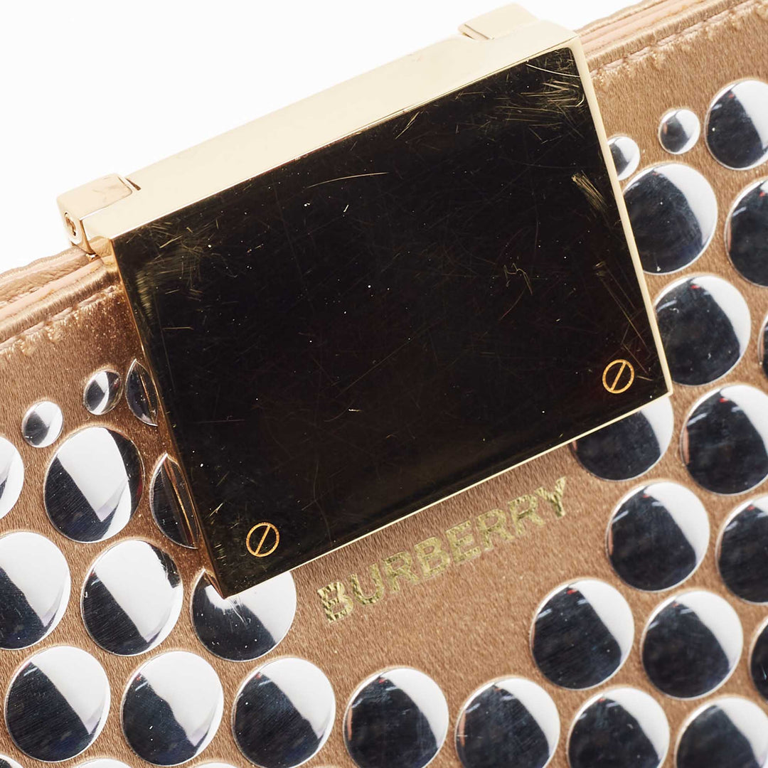 BURBERRY Beige Satin Studded Olympia Clutch