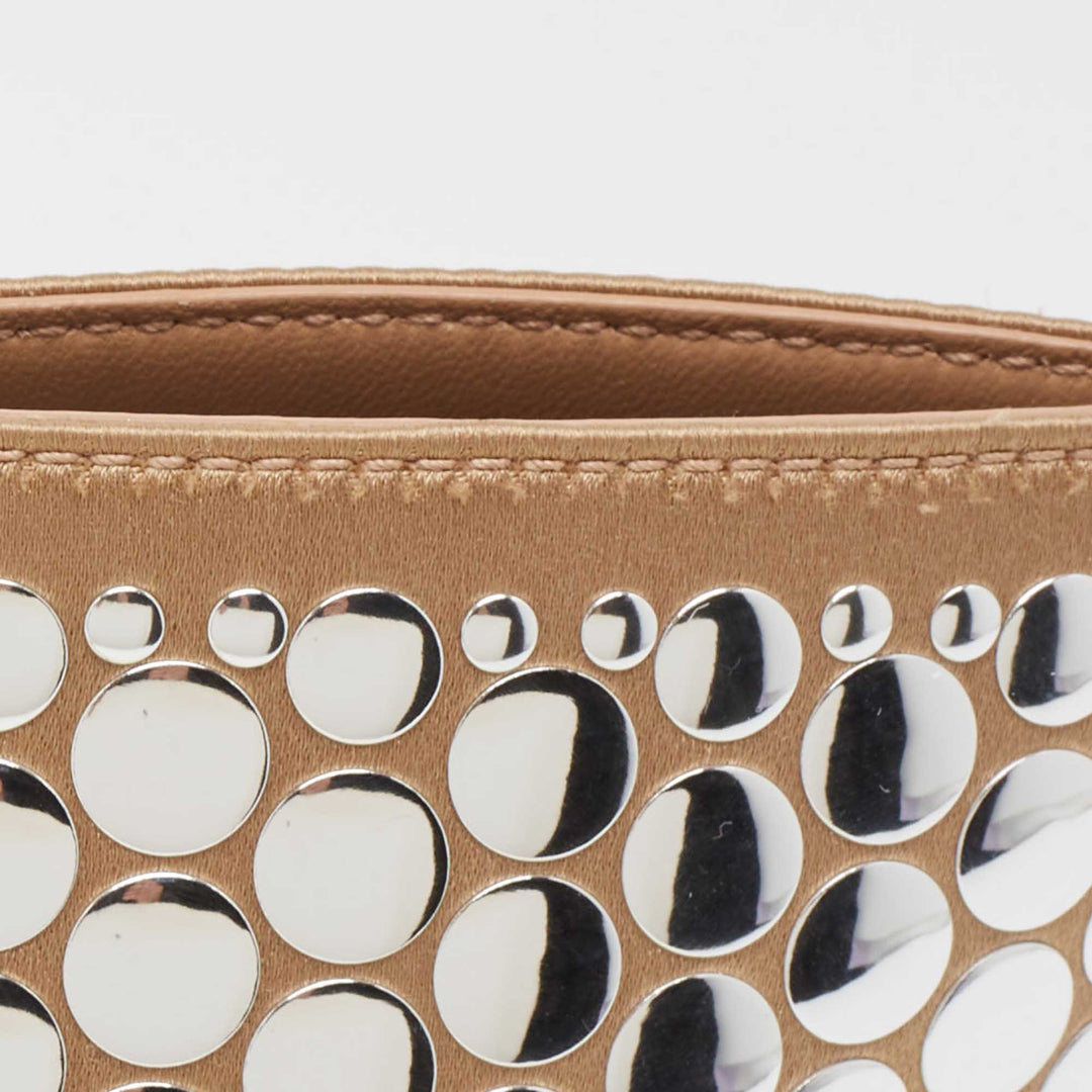 BURBERRY Beige Satin Studded Olympia Clutch