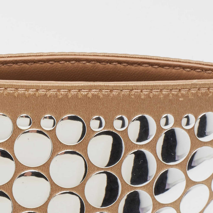 BURBERRY Beige Satin Studded Olympia Clutch