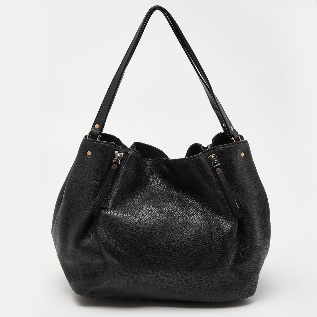 BURBERRY Black Grained Leather Medium Maidstone Tote