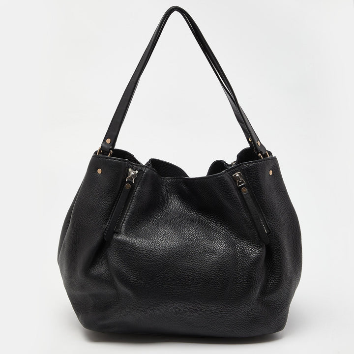 BURBERRY Black Grained Leather Medium Maidstone Tote