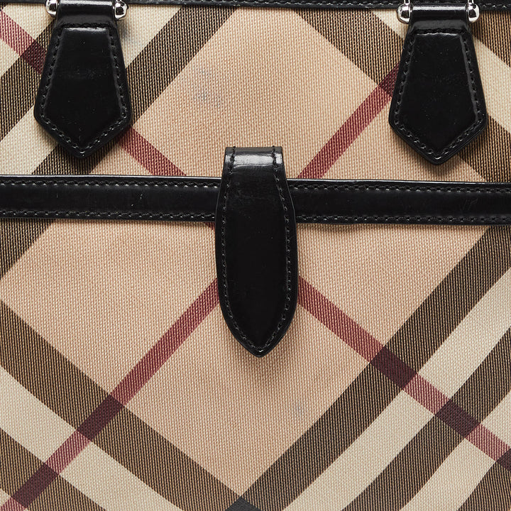 Burberry Beige/Black Super Nova Check PVC and Patent Leather Tote