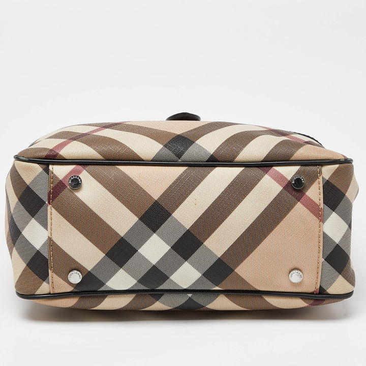 Burberry Beige/Black Super Nova Check PVC and Patent Leather Tote