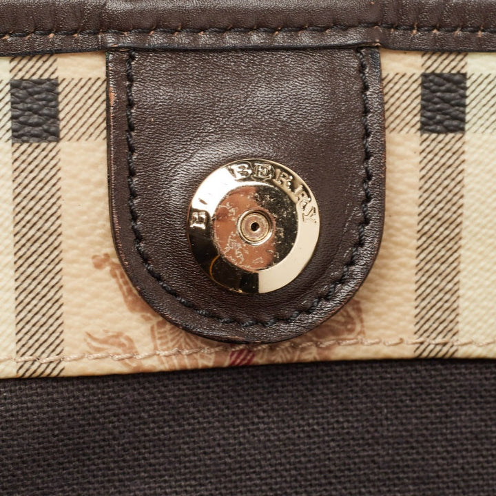 BURBERRY Beige/Brown Haymarket Check Coated Canvas and Leather Small Canterbury Tote