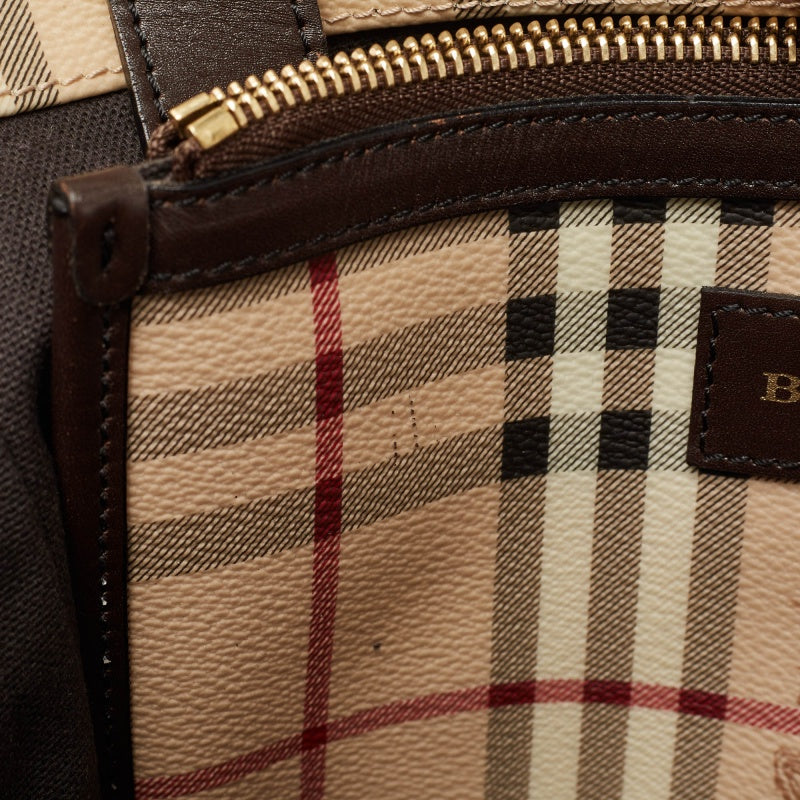BURBERRY Beige/Brown Haymarket Check Coated Canvas and Leather Small Canterbury Tote