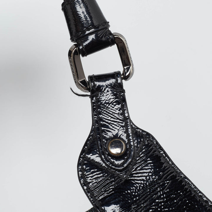 BURBERRY Black Beat Check Nylon and Patent Leather Tote