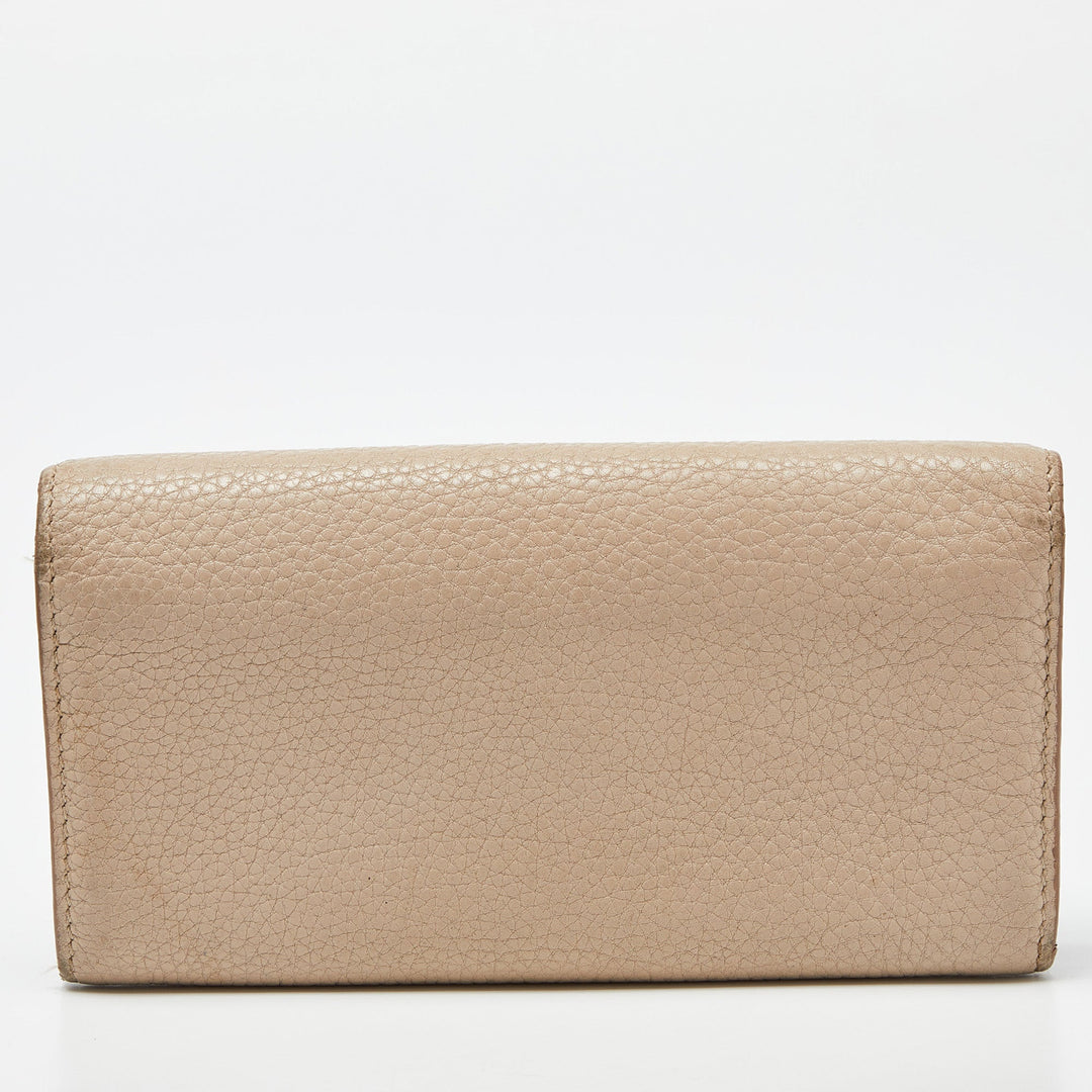 BURBERRY Beige Leather Bow Continental Wallet
