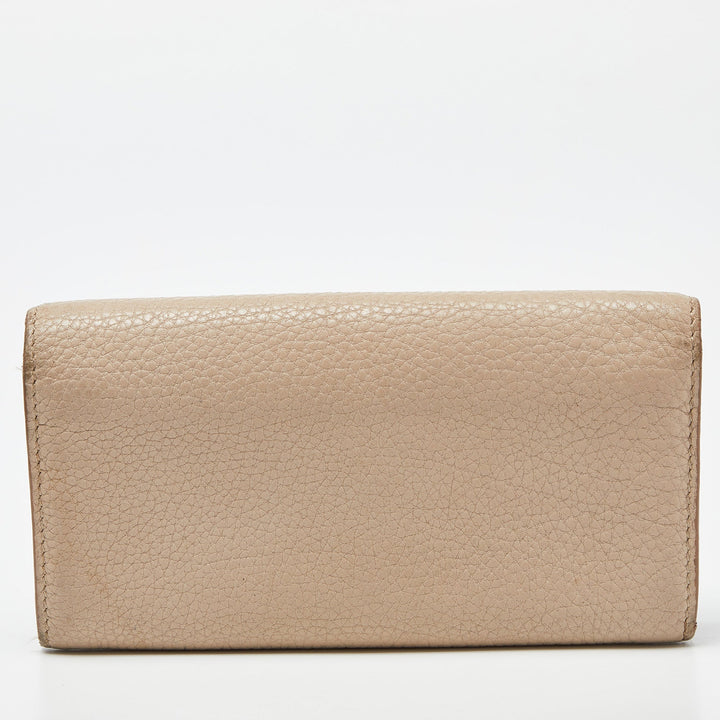 BURBERRY Beige Leather Bow Continental Wallet
