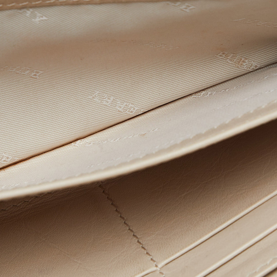 BURBERRY Beige Leather Bow Continental Wallet