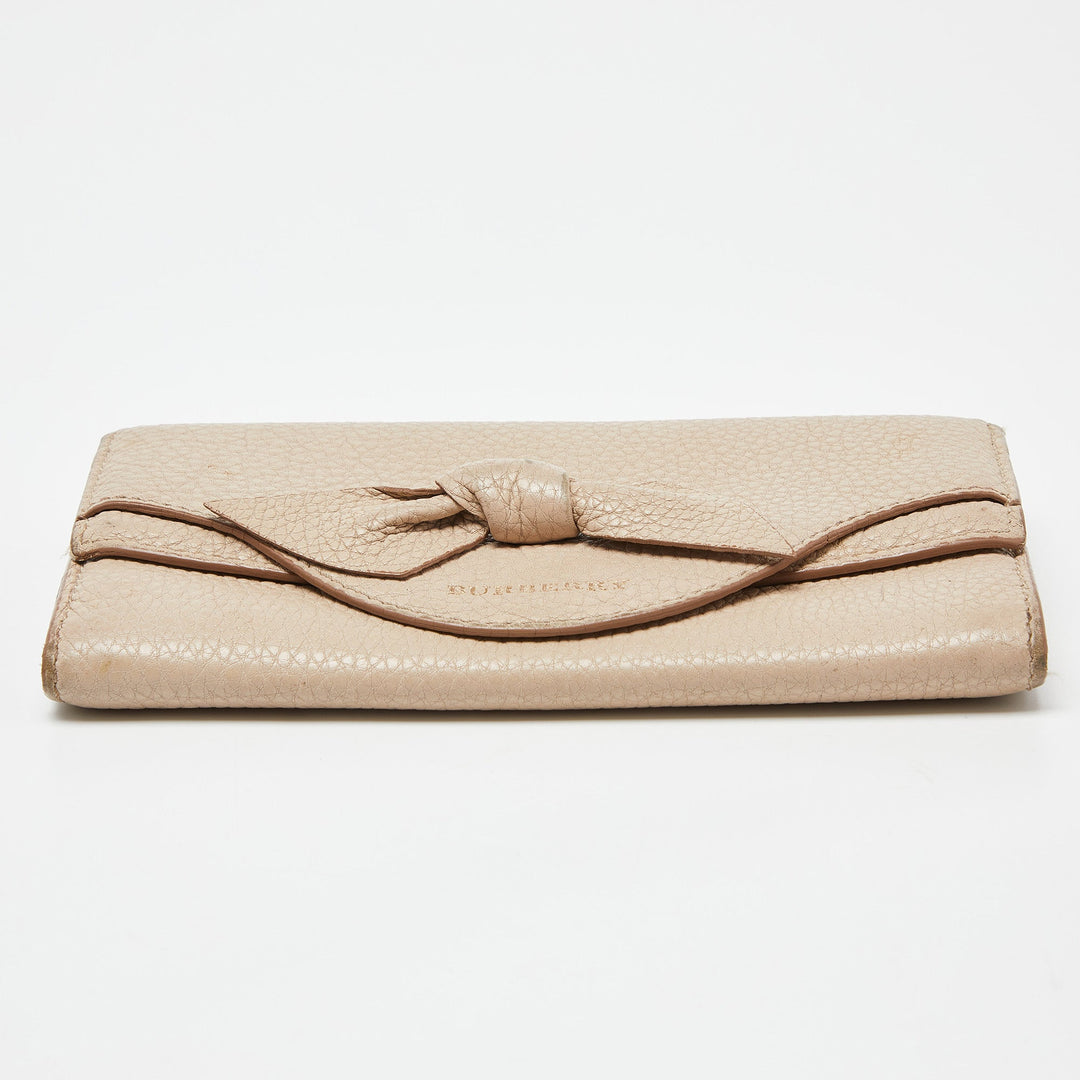 BURBERRY Beige Leather Bow Continental Wallet
