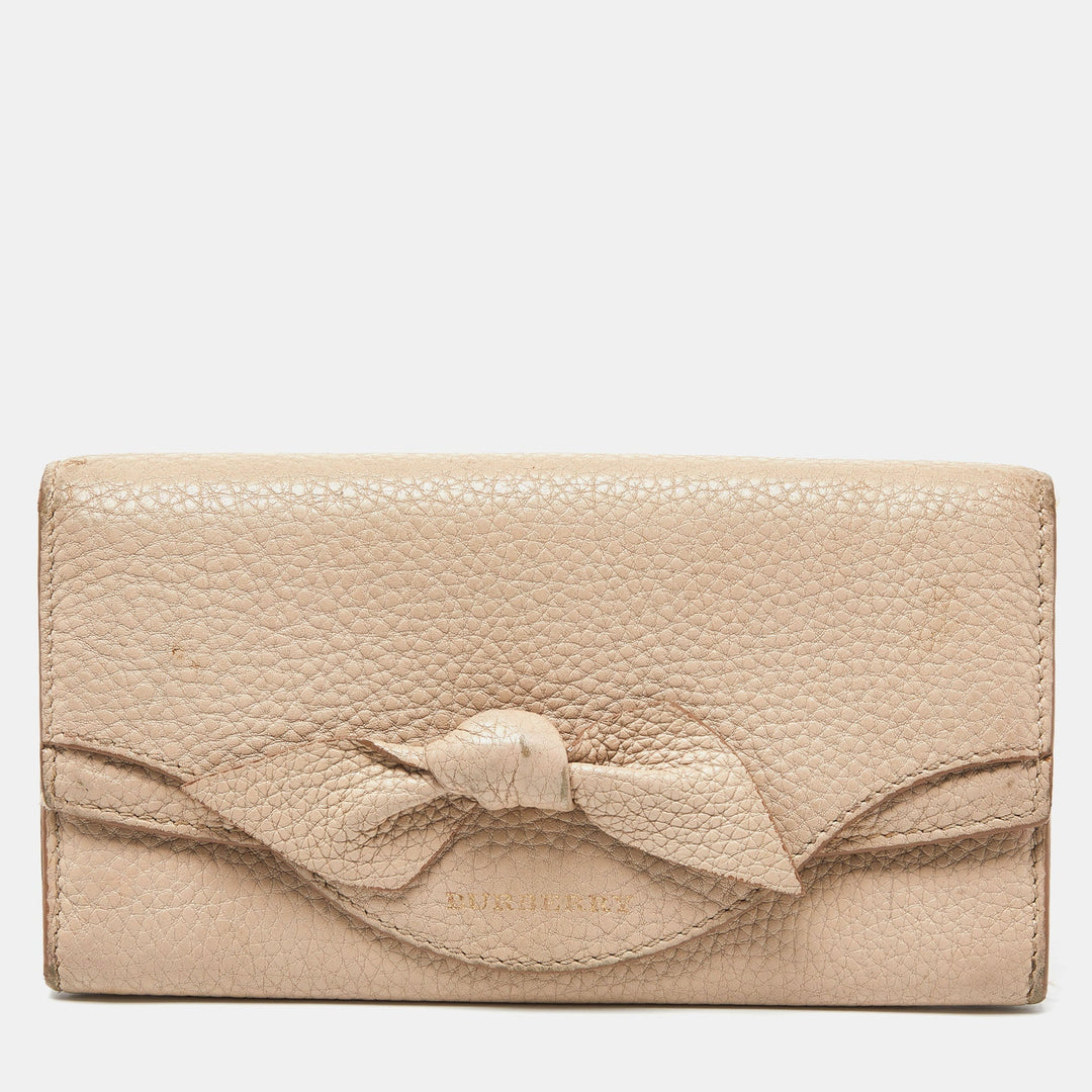 BURBERRY Beige Leather Bow Continental Wallet