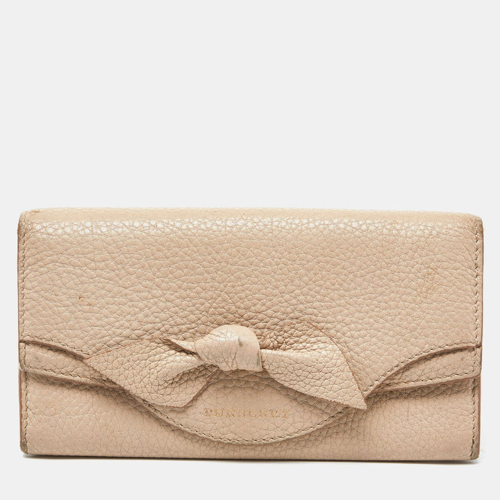BURBERRY Beige Leather Bow Continental Wallet