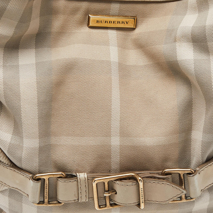 Burberry Beige House Check Canvas and Leather Large Parsons Bag