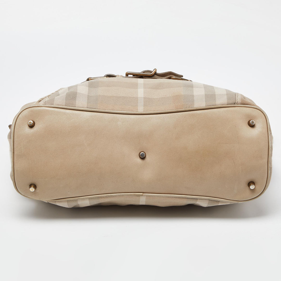 Burberry Beige House Check Canvas and Leather Large Parsons Bag