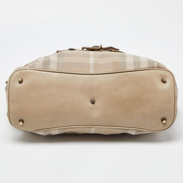 Burberry Beige House Check Canvas and Leather Large Parsons Bag