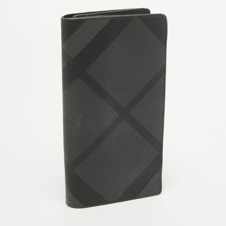 BURBERRY Black Check Coated Canvas Bifold Long Wallet