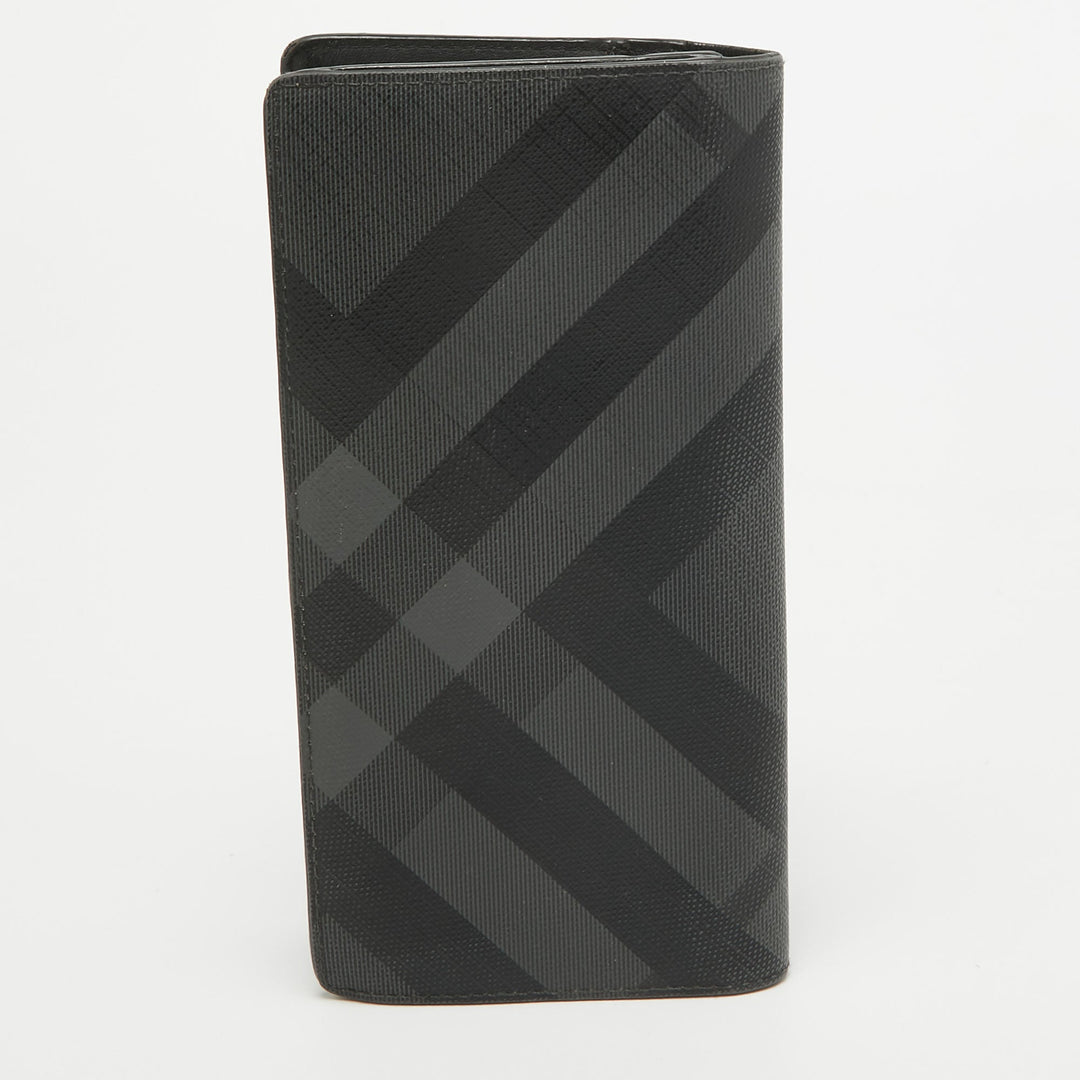 BURBERRY Black Check Coated Canvas Bifold Long Wallet