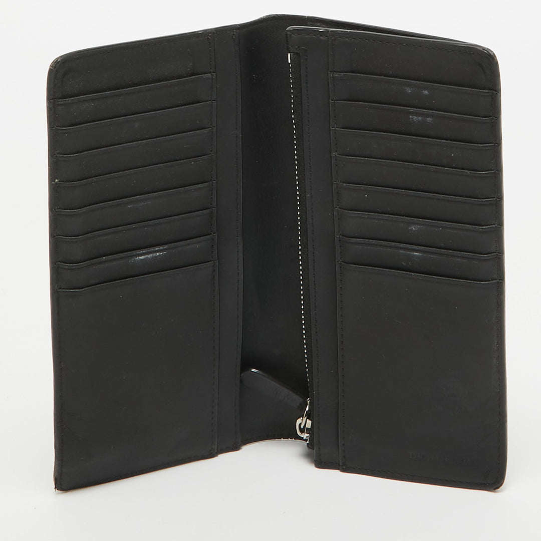 BURBERRY Black Check Coated Canvas Bifold Long Wallet