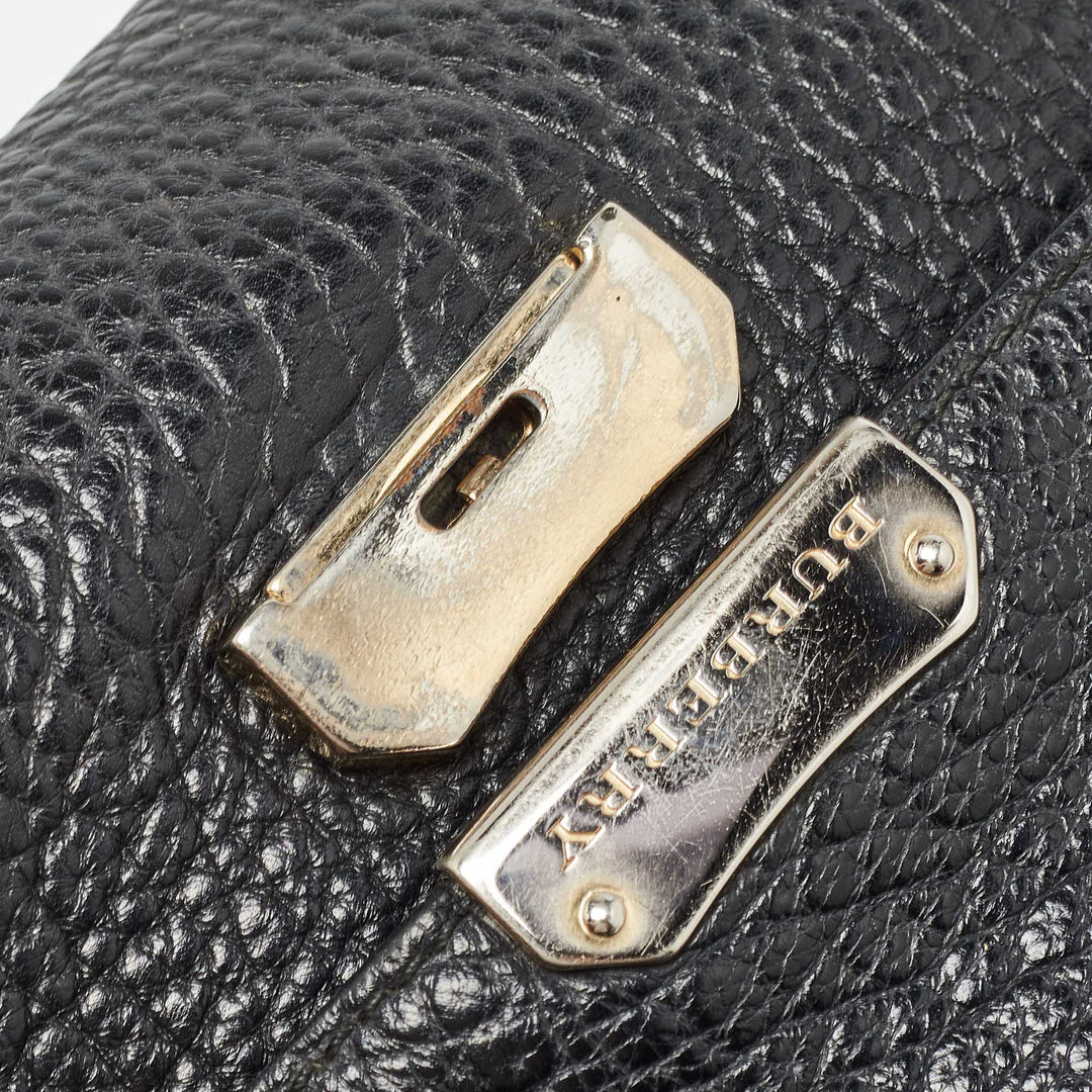 BURBERRY Black Grain Leather Heritage Crossbody Bag