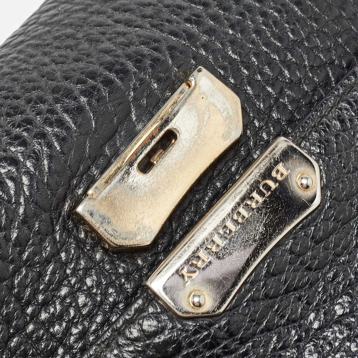 BURBERRY Black Grain Leather Heritage Crossbody Bag