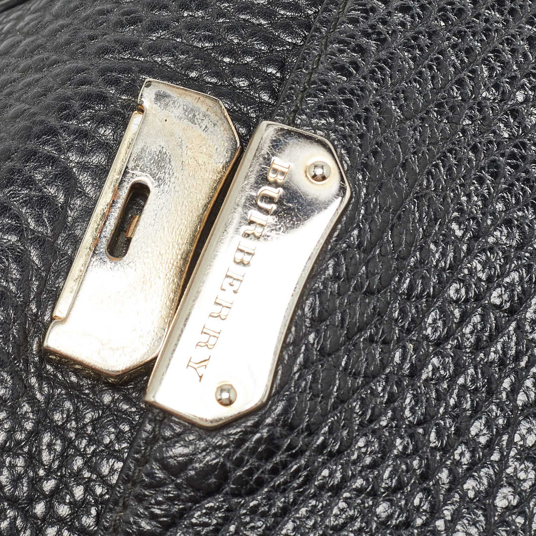 BURBERRY Black Grain Leather Heritage Crossbody Bag
