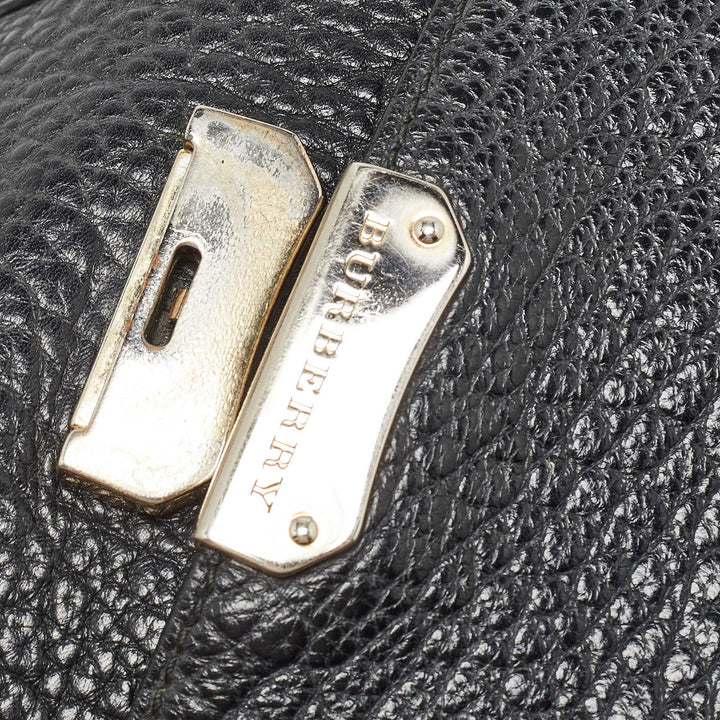 BURBERRY Black Grain Leather Heritage Crossbody Bag