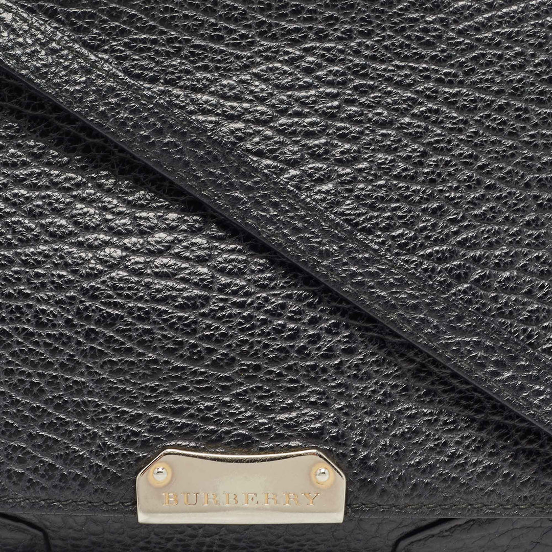 BURBERRY Black Grain Leather Heritage Crossbody Bag