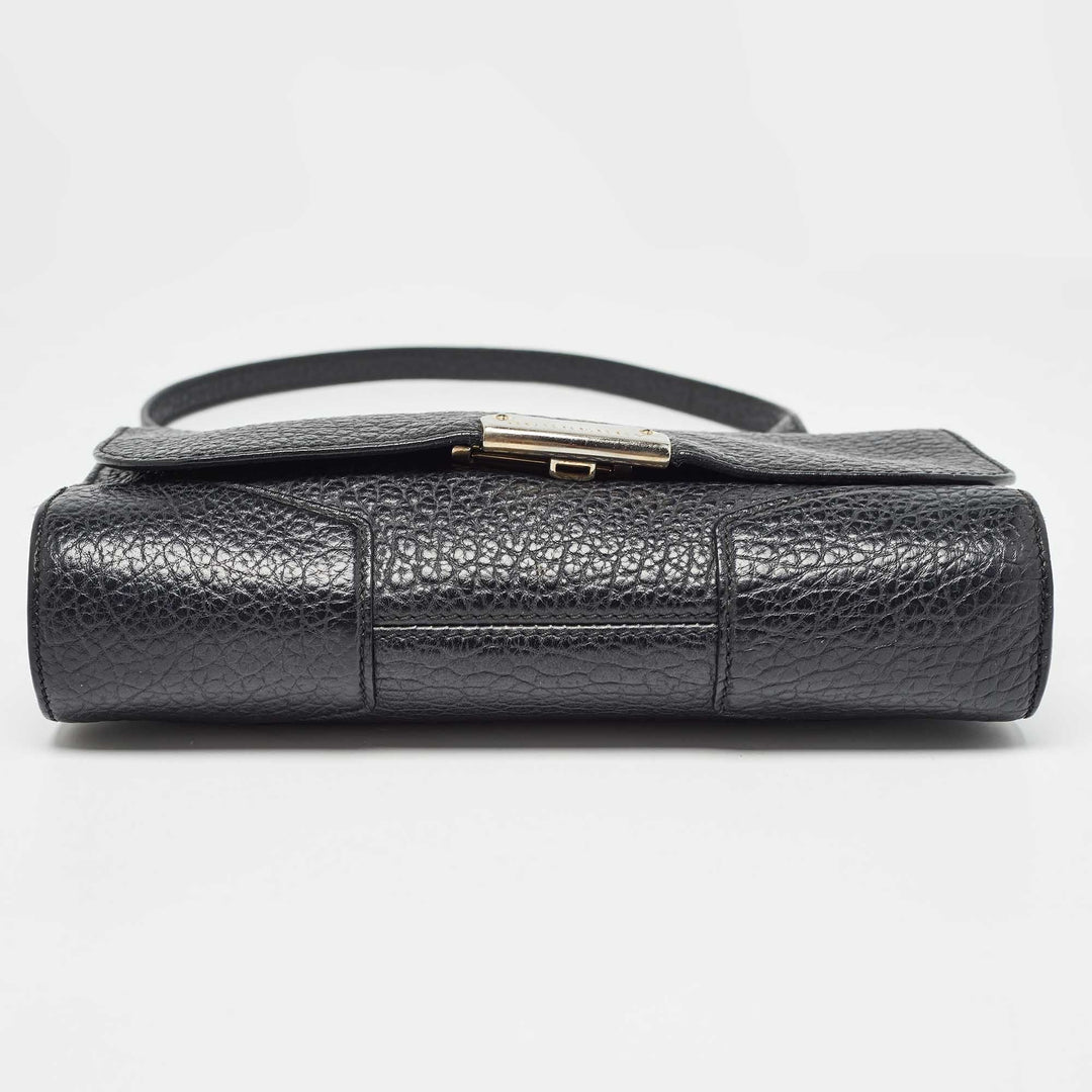 BURBERRY Black Grain Leather Heritage Crossbody Bag